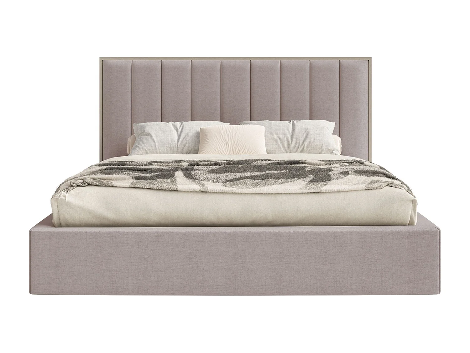 Lit tapissé avec LED140×200 - chenille - brun - TOGENTS