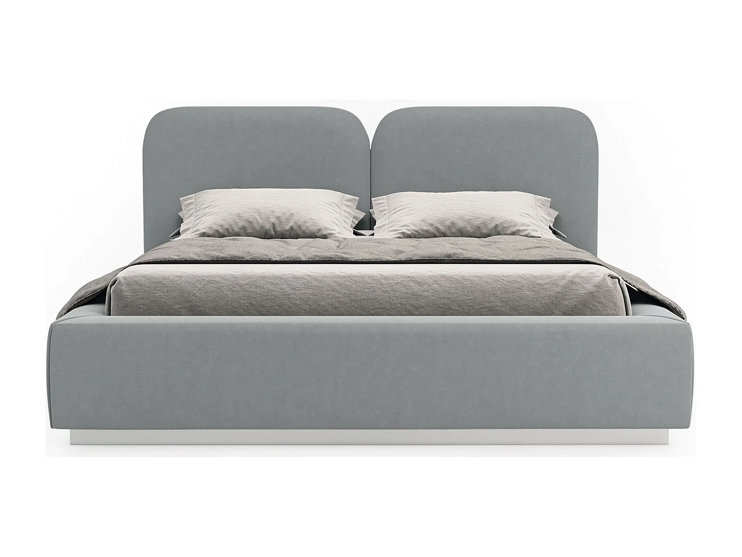 Lit tapissé 160×200 - velours - gris-beige - COMOVES