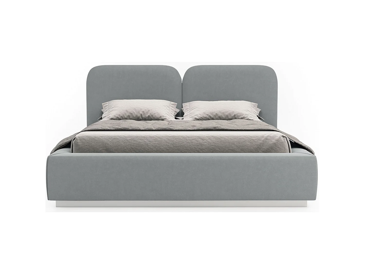 Lit tapissé 140×200 - velours - gris - COMOVES