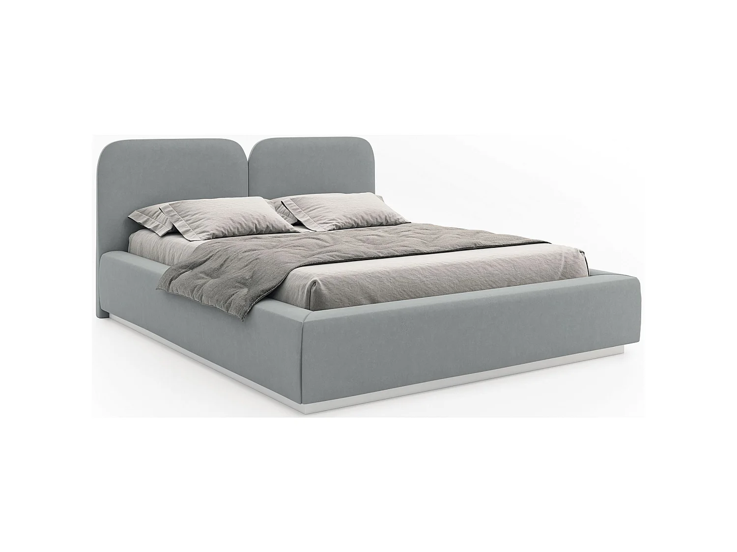 Lit tapissé 140×200 - velours - gris - COMOVES