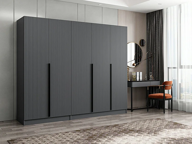 Armario Kailua M109, Antracita, 210x225x52cm, Puertas de armario: Con bisagras