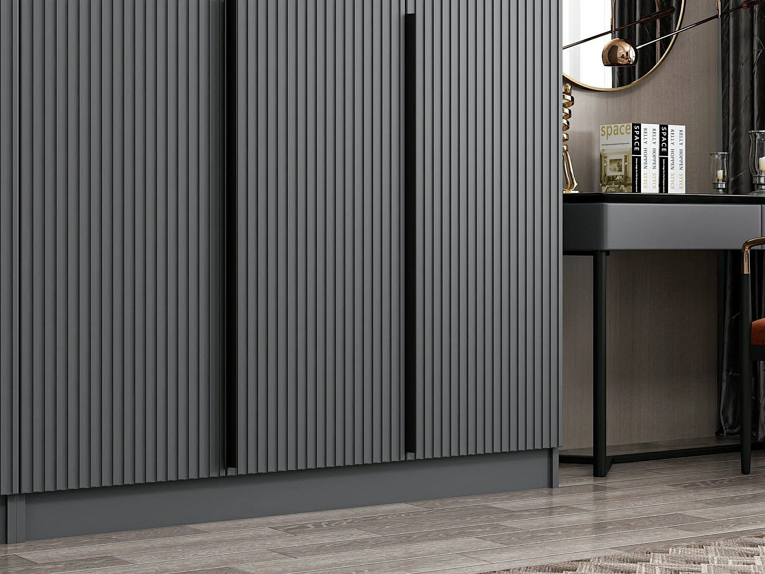 Armario Kailua M109, Antracita, 210x225x52cm, Puertas de armario: Con bisagras