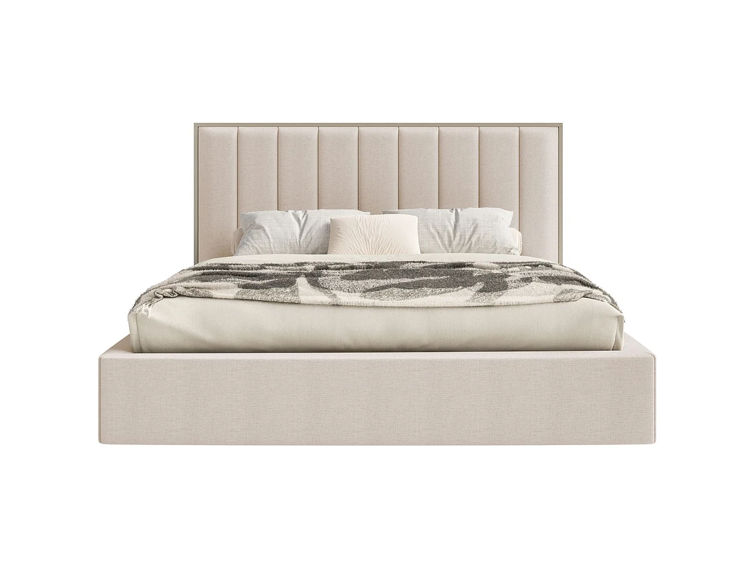 Lit tapissé avec LED180×200 - chenille - beige - TOGENTS