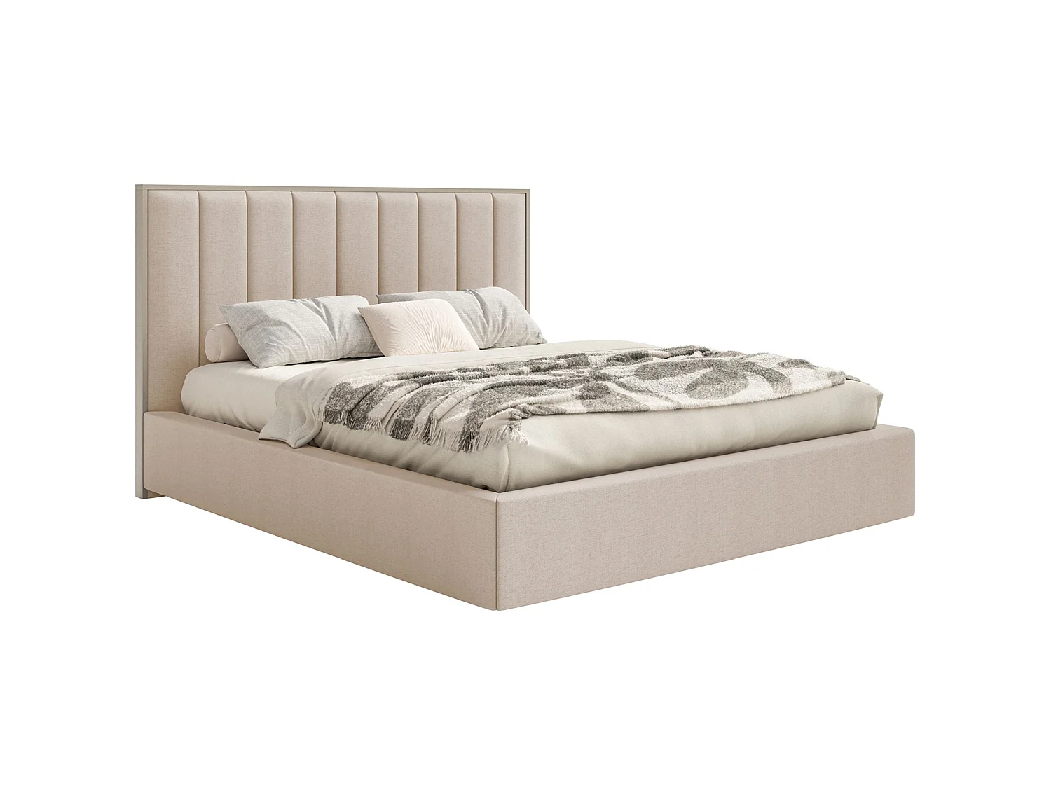 Lit tapissé avec LED180×200 - chenille - beige - TOGENTS