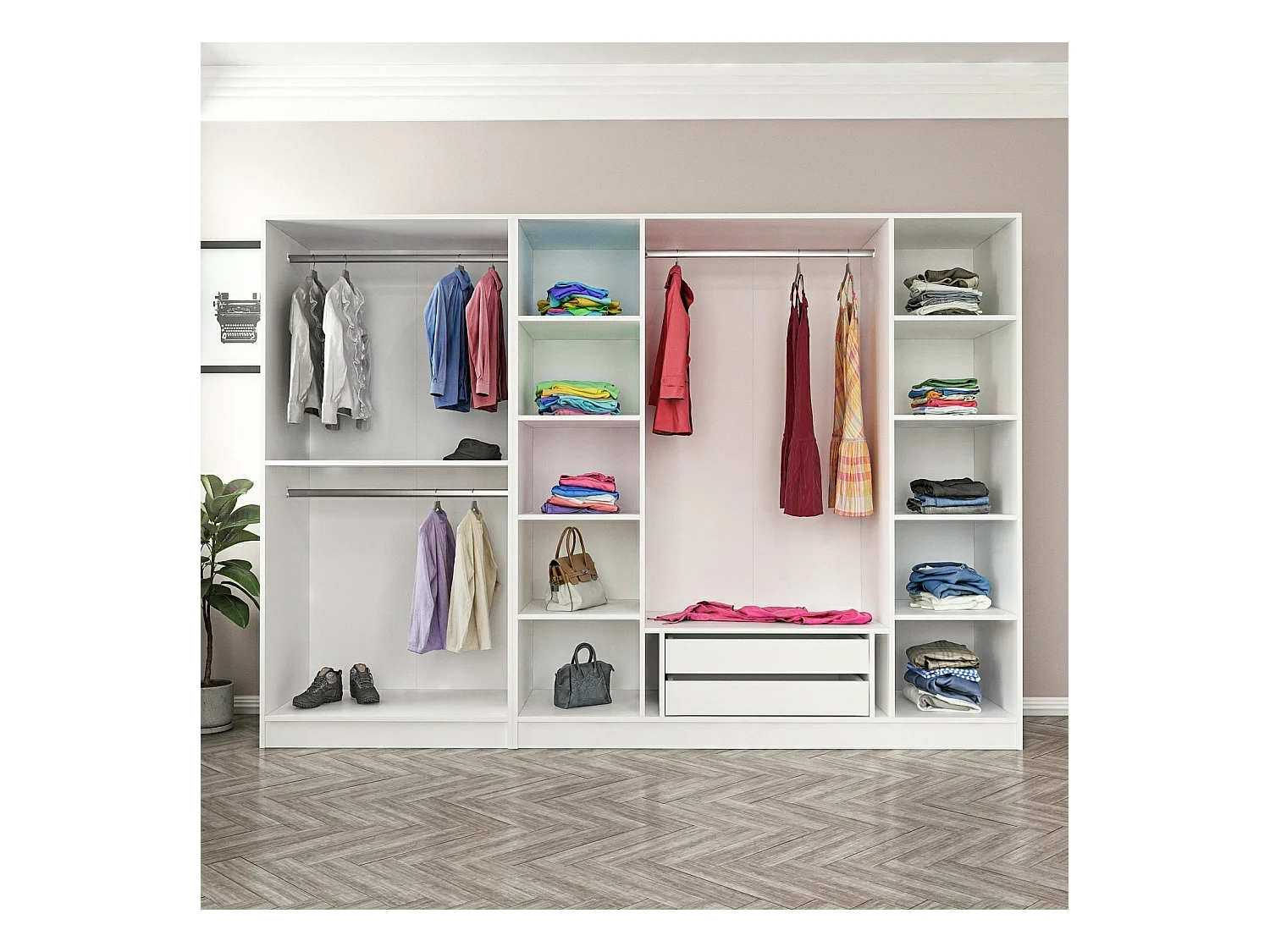 Armario Kale Plus-7786 blanco 270x210x52 cm