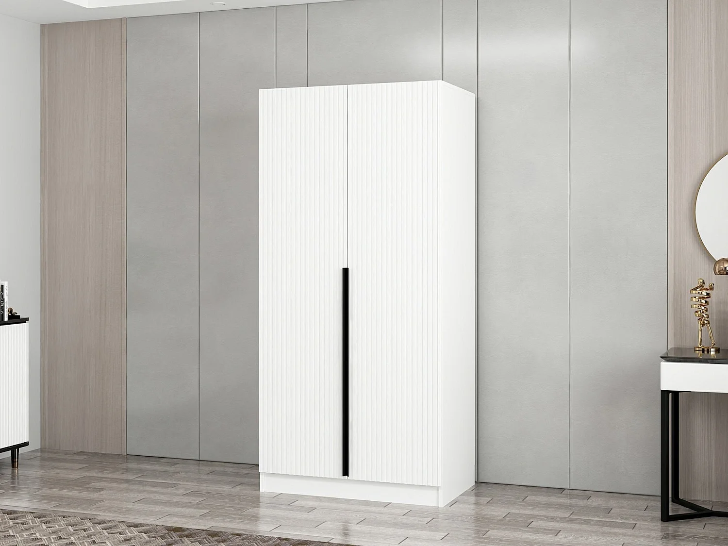 Armoire design 2 portes Kanawa L90xH210cm Blanc et Noir