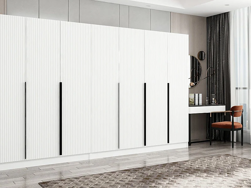 Armario Kailua M116, Blanco, 210x315x52cm, Puertas de armario: Con bisagras