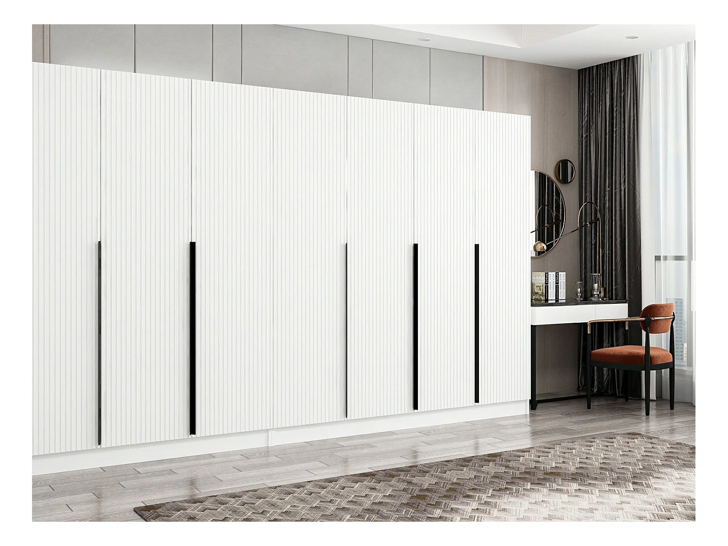 Armario Kailua M116, Blanco, 210x315x52cm, Puertas de armario: Con bisagras