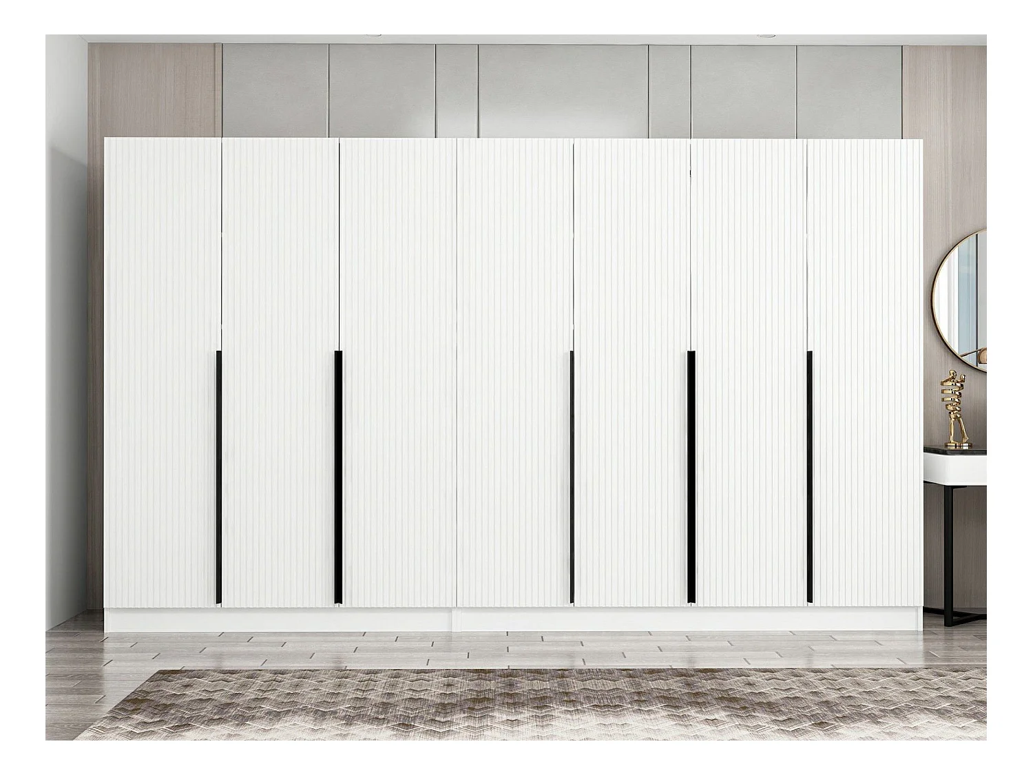 Armario Kailua M116, Blanco, 210x315x52cm, Puertas de armario: Con bisagras