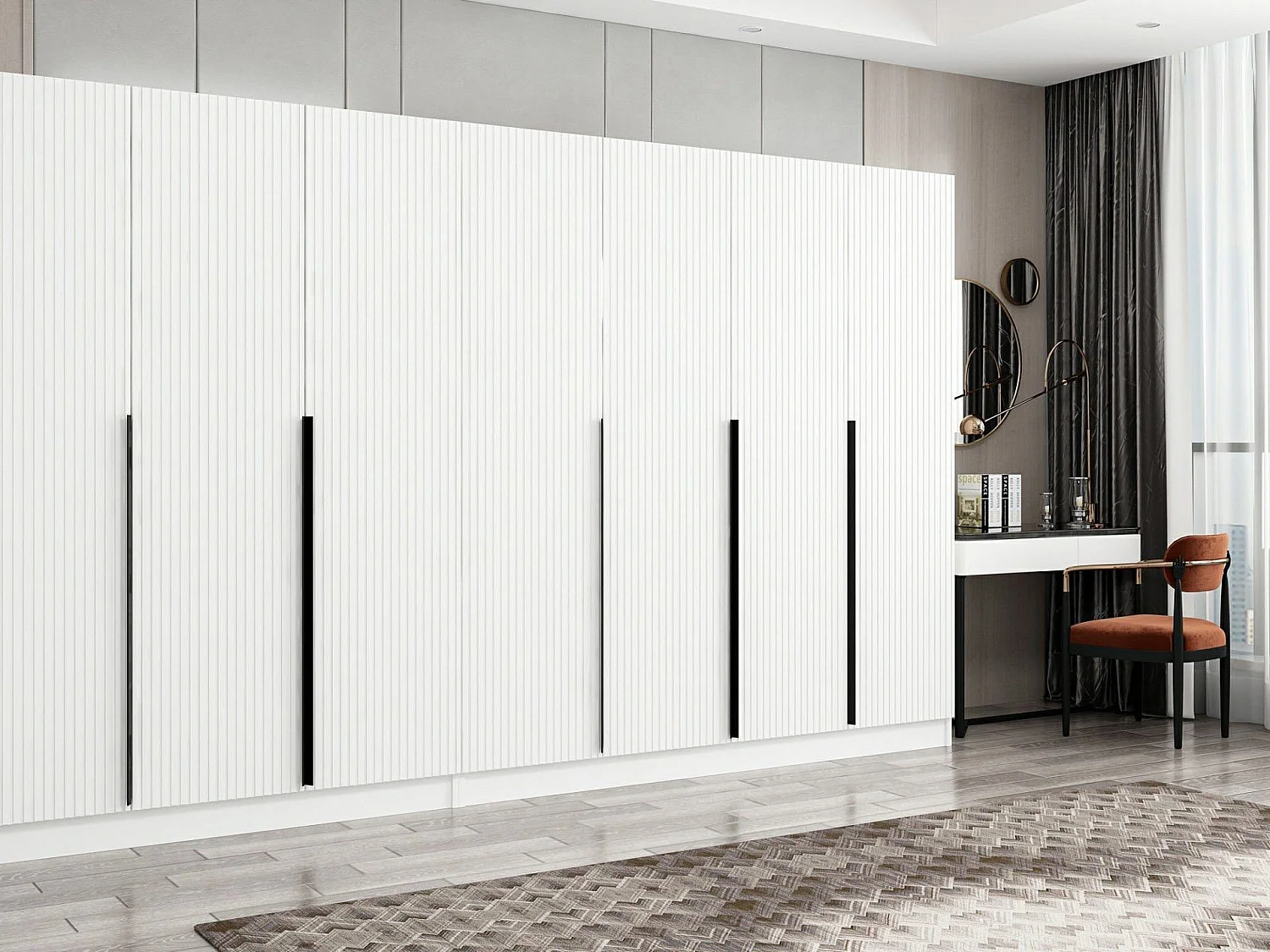 Armoire 7 portes Kanawa L315xH210cm Blanc et Noir