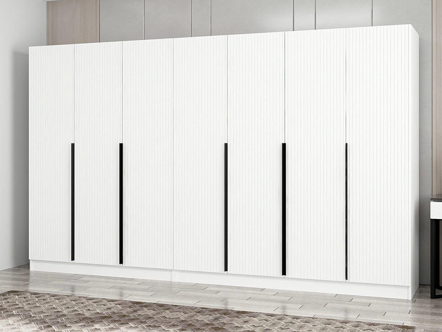 Armoire 7 portes Kanawa L315xH210cm Blanc et Noir