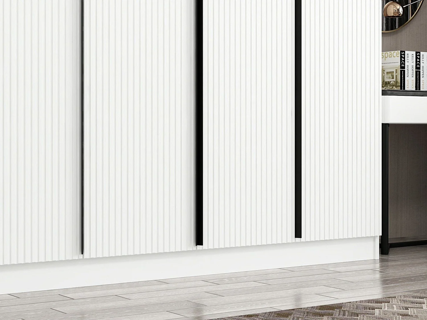 Armoire 7 portes Kanawa L315xH210cm Blanc et Noir