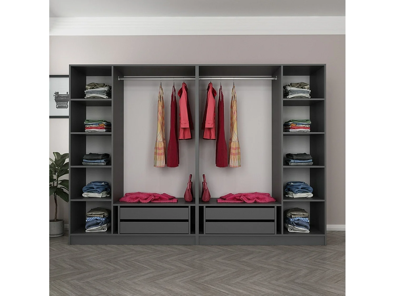 Armario Kale Plus-7777 antracita 270x210x52 cm