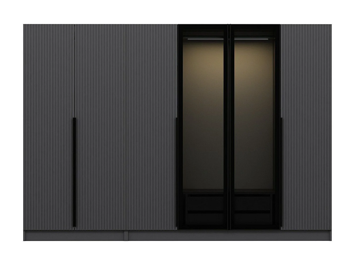 Armoire design 4 portes et 2 portes vitrées Kanowa L270xH210cm Anthracite