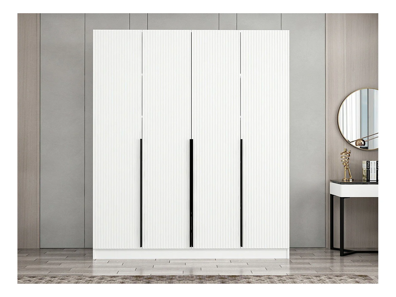 Armario Kailua M107, Blanco, 210x180x52cm, Puertas de armario: Con bisagras