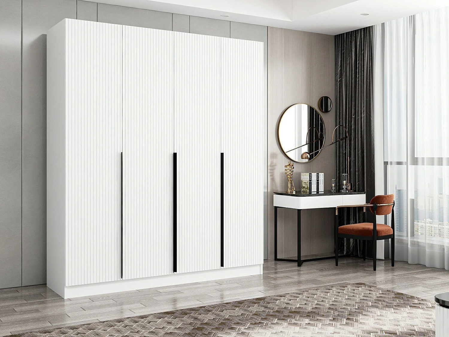 Armario Kailua M107, Blanco, 210x180x52cm, Puertas de armario: Con bisagras