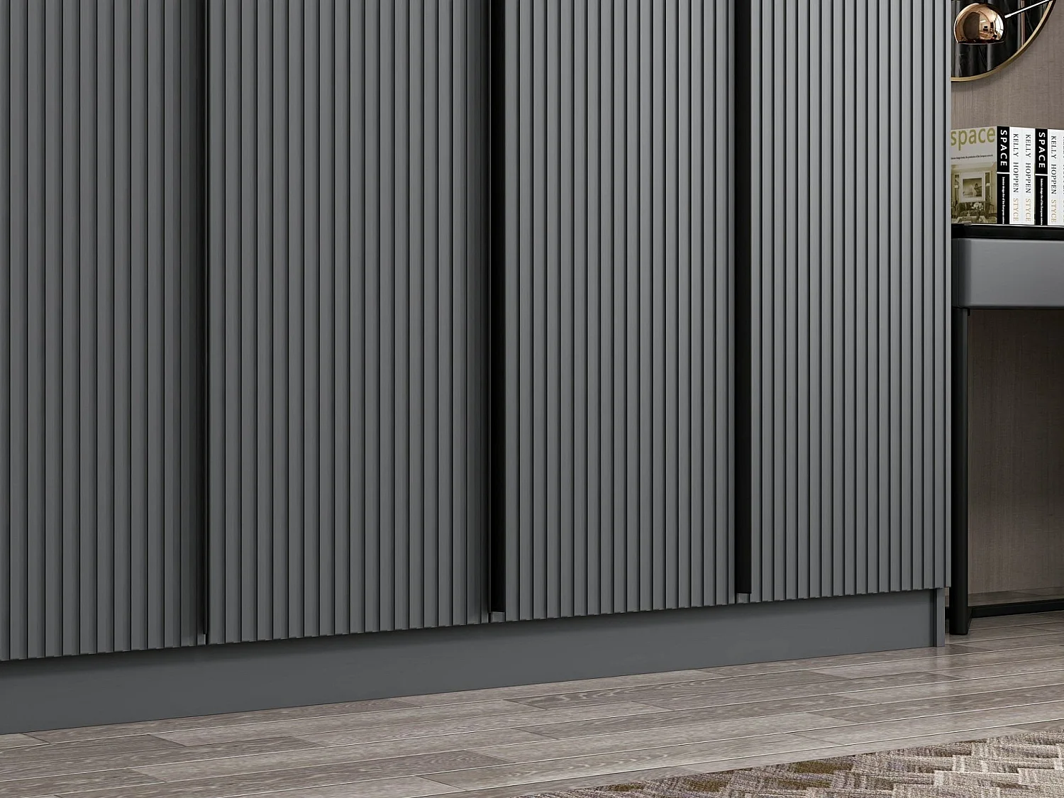 Armoire 7 portes Kanawa L315xH210cm Anthracite et Noir