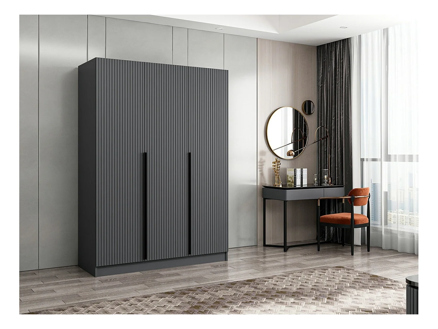 Armario Kale-2287 antracita 135x210x52 cm