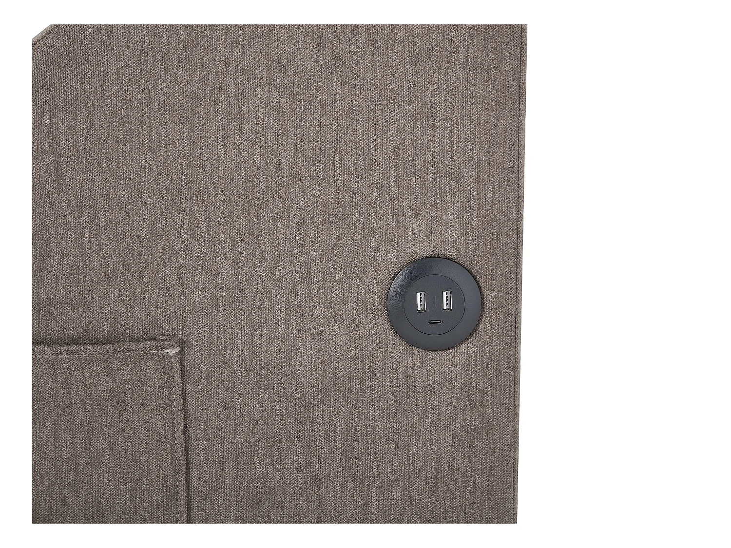 Lit gigogne 2 x 80 x 200 cm avec rangements et port USB - Tissu - Taupe + Matelas - ORAVAYA