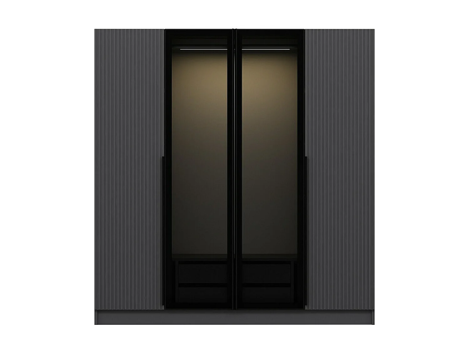 Armario Kailua M108, Antracita, 210x180x52cm, Puertas de armario: Con bisagras