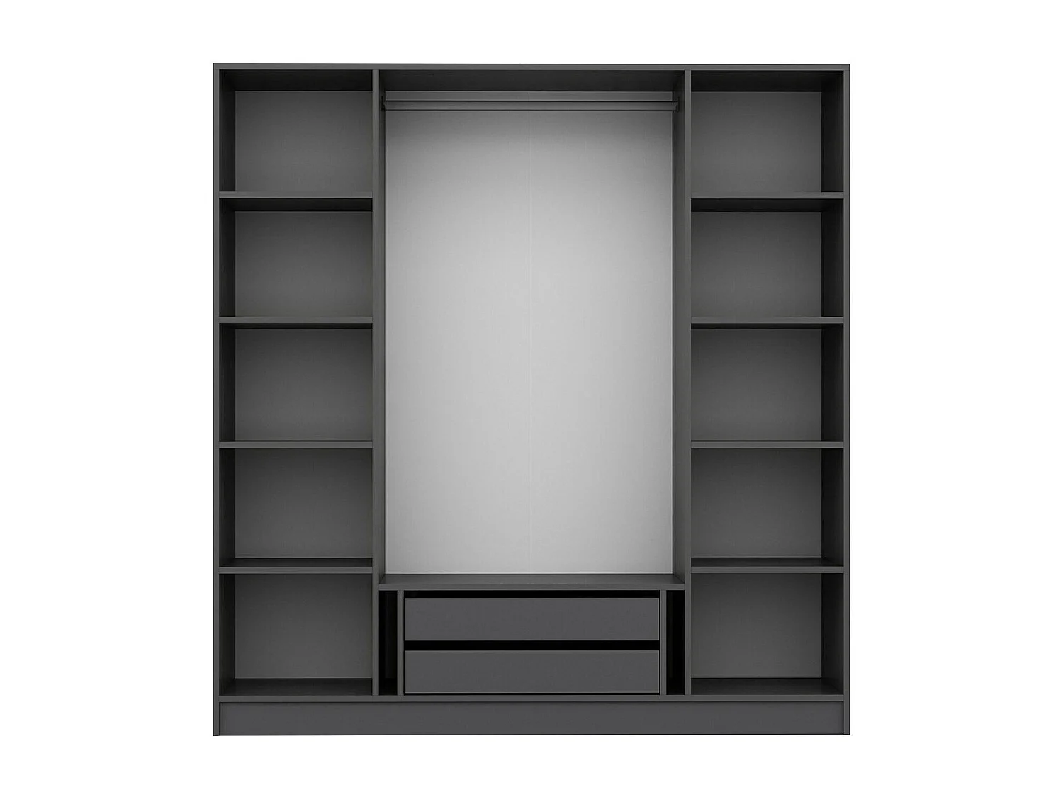 Armoire design 2 portes et 2 portes vitrées Kanowa L180xH210cm Anthracite et Noir