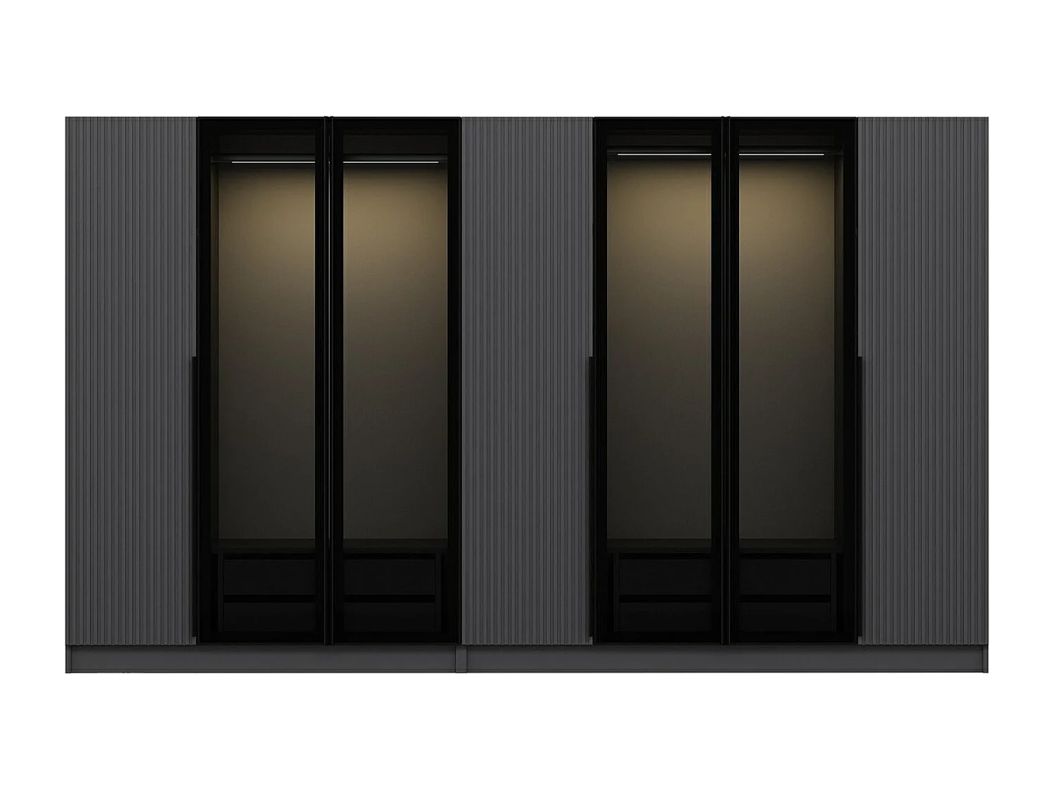 Armoire design 3 portes et 4 portes vitrées Kanowa L315xH210cm Anthracite et Noir