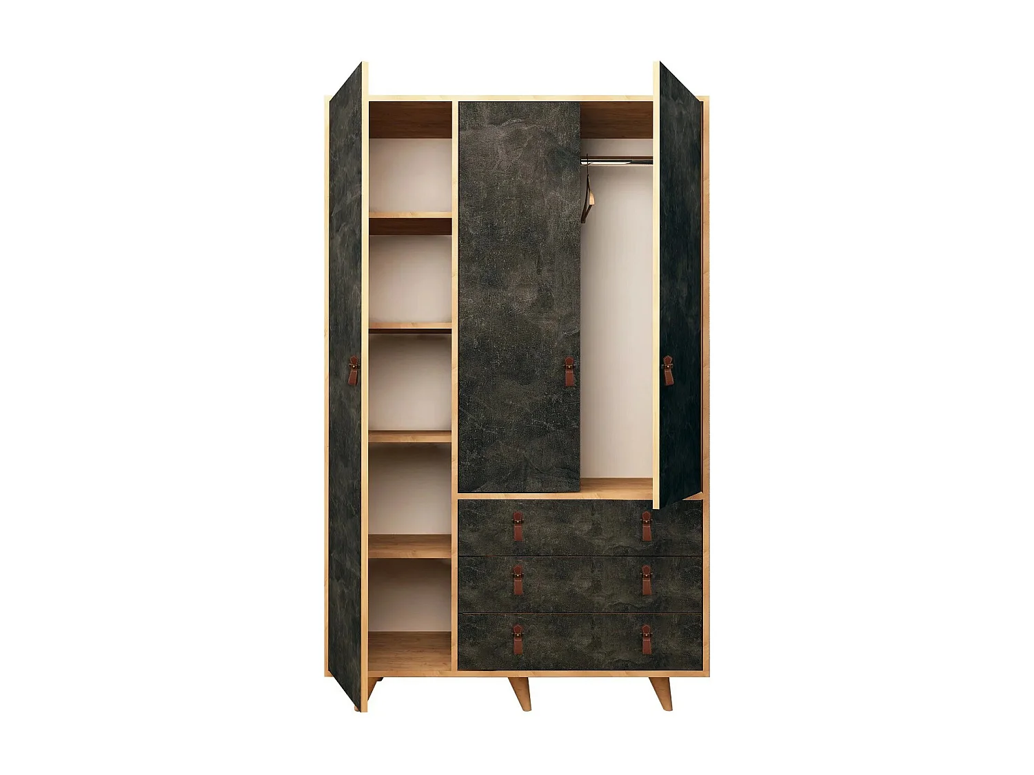 Armario Chunky color roble Gris oscuro 120x187x52 cm