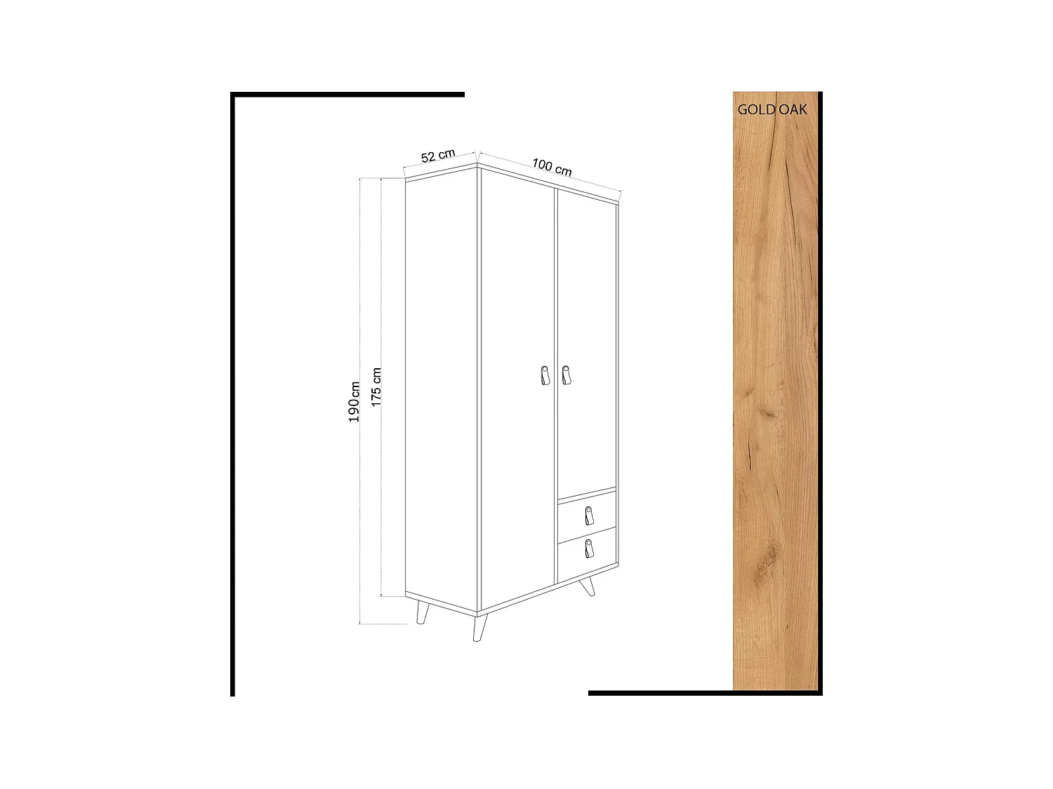 Armario Musso color roble Blanco 100x190x52 cm