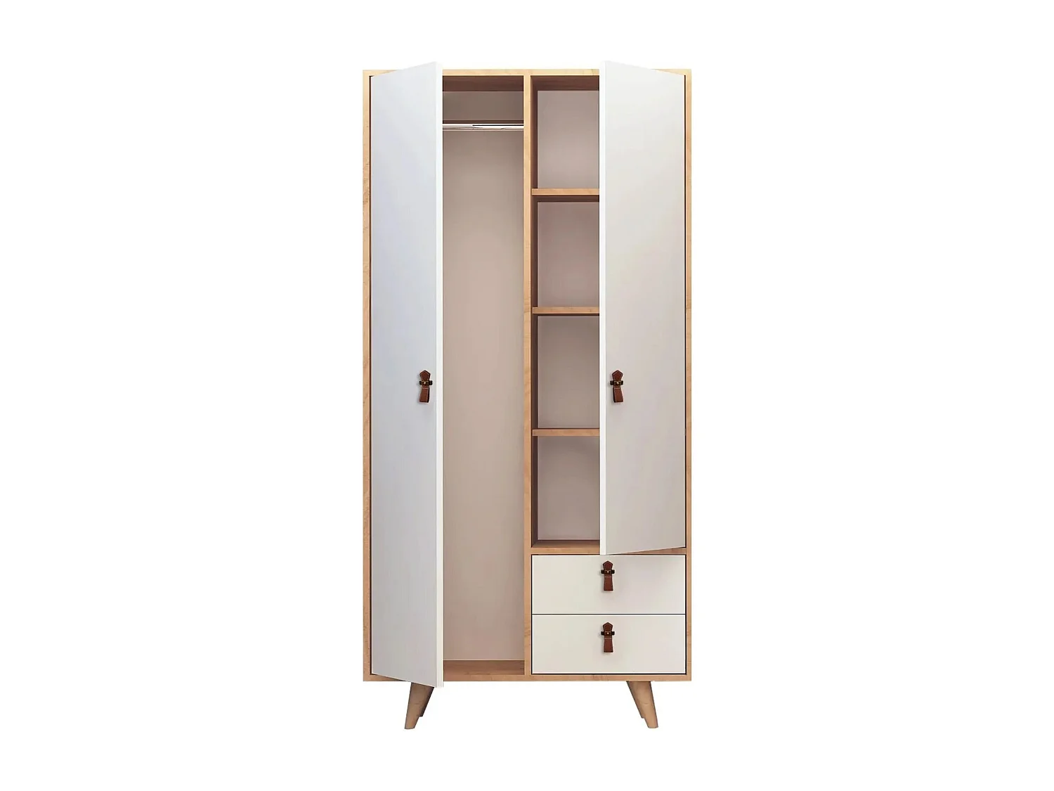 Armoire penderie Firmo 100x190cm Bois Chêne clair et Blanc