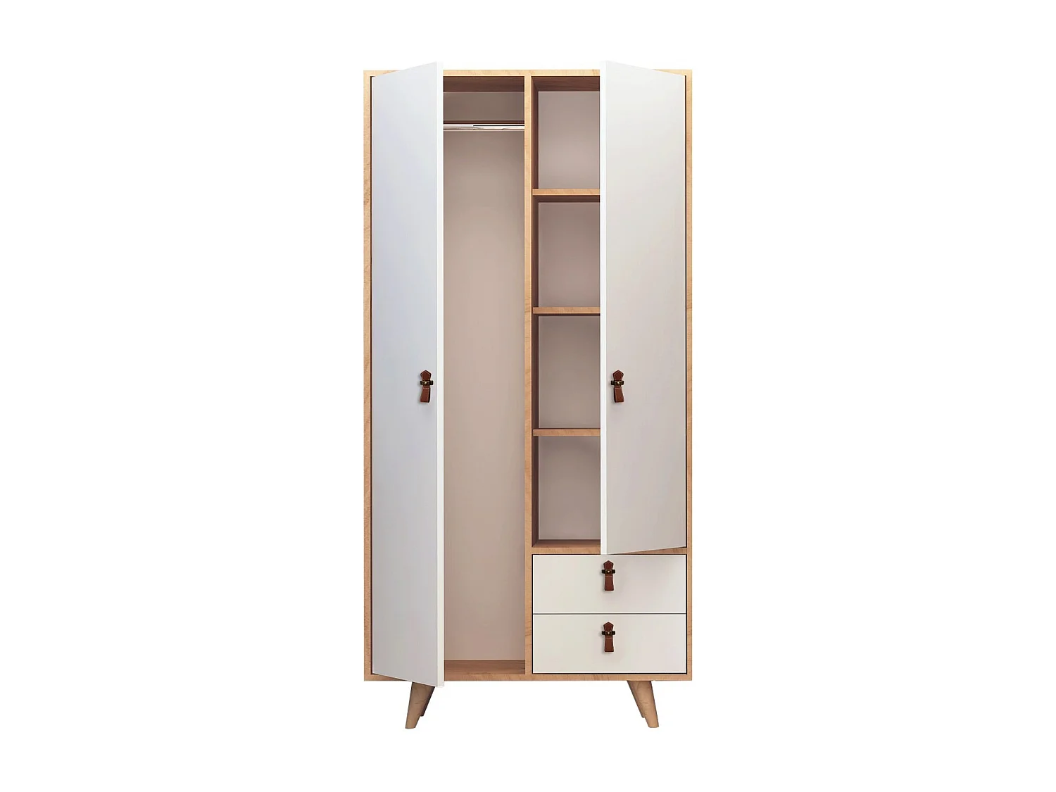 Armoire penderie Firmo 100x190cm Bois Chêne clair et Blanc
