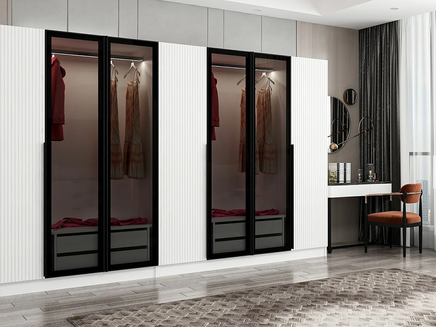 Guardaroba Kailua M118, Bianco, 210x315x52cm, Porte guardaroba: Con cerniere