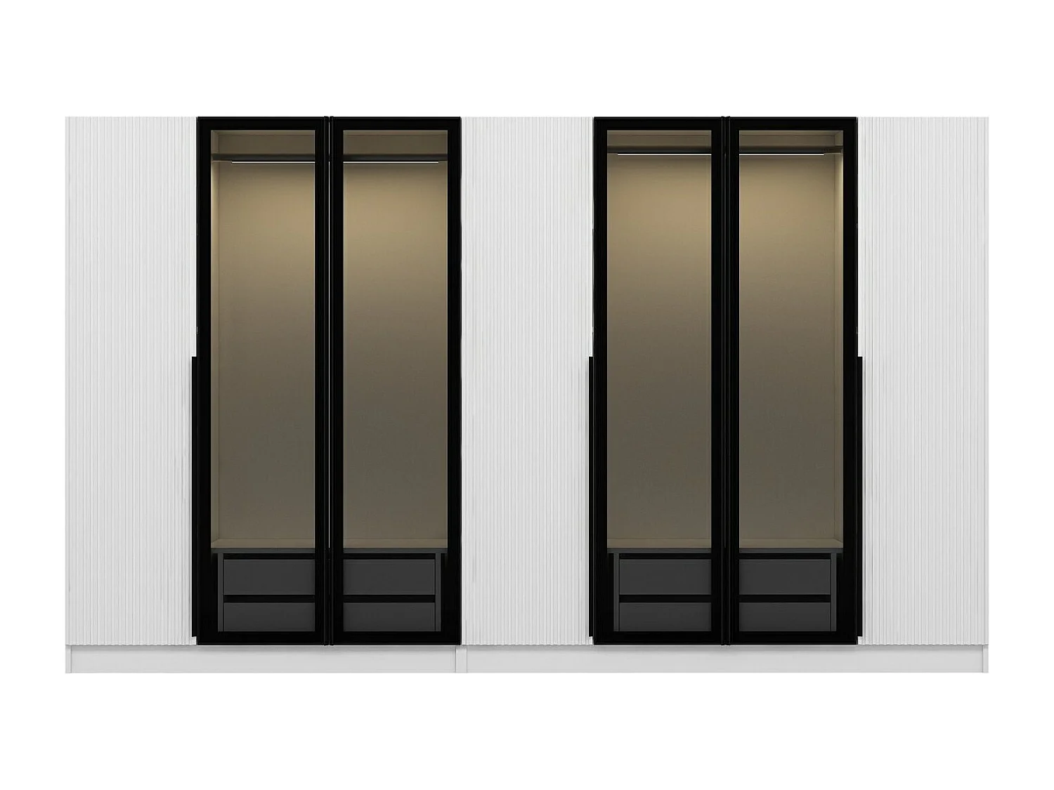 Guardaroba Kailua M118, Bianco, 210x315x52cm, Porte guardaroba: Con cerniere