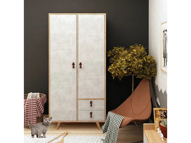 Armario Suwon color roble Gris 100x190x52 cm