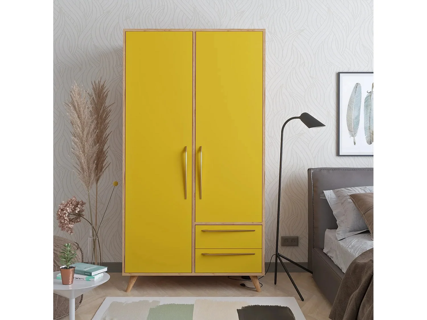 Armario CYRİA color roble Amarillo 100x190x52 cm