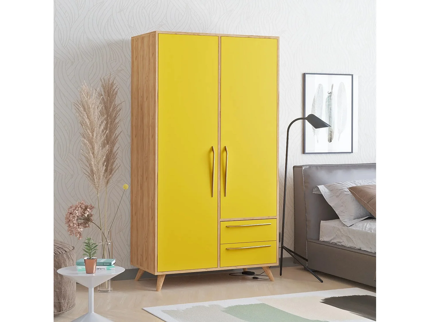 Armario CYRİA color roble Amarillo 100x190x52 cm