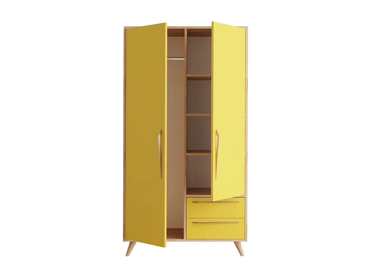Armoire penderie Firmo 100x190cm Panneau Bois finition Chêne et Jaune