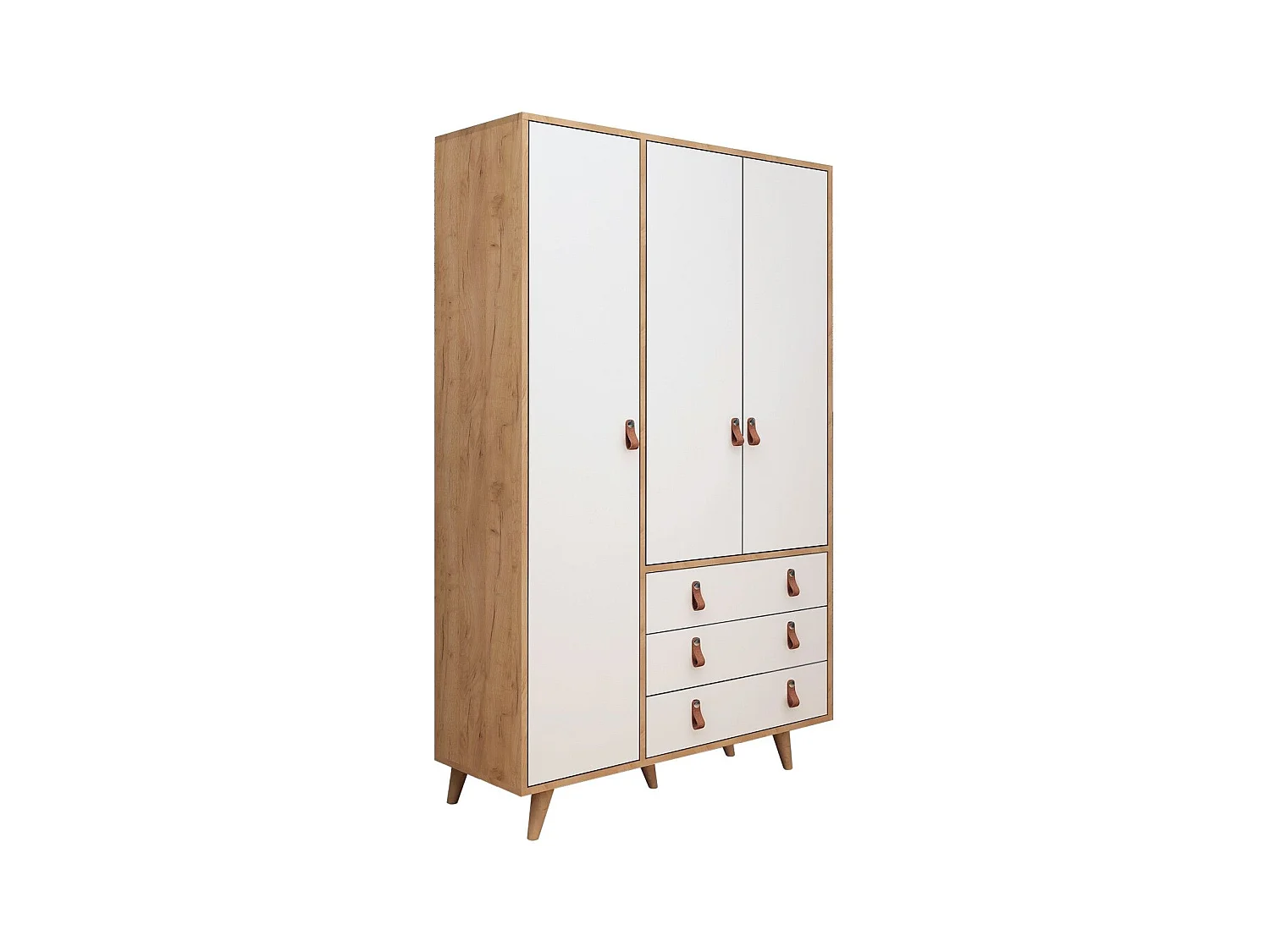 Armario Franky color roble Blanco 120x187x52 cm