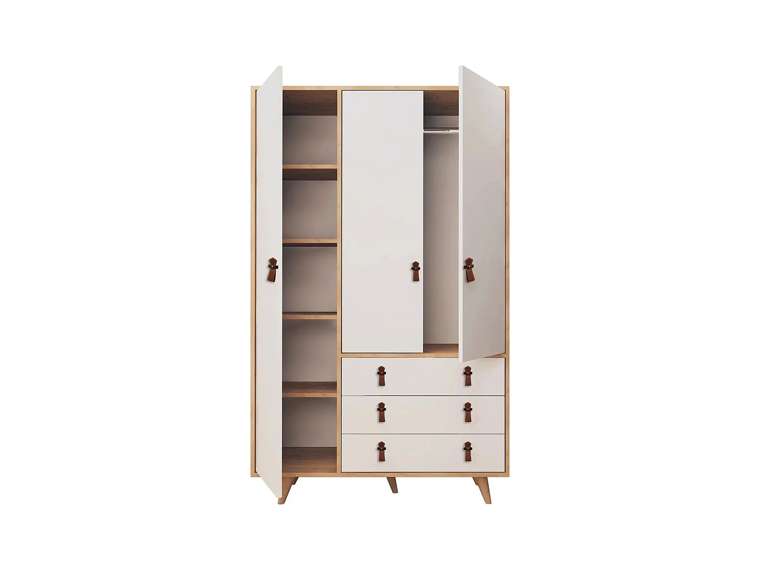 Armario Franky color roble Blanco 120x187x52 cm