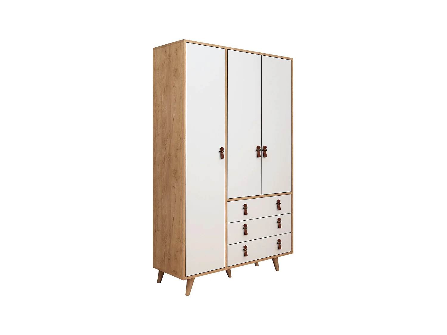 Armario Franky color roble Blanco 120x187x52 cm