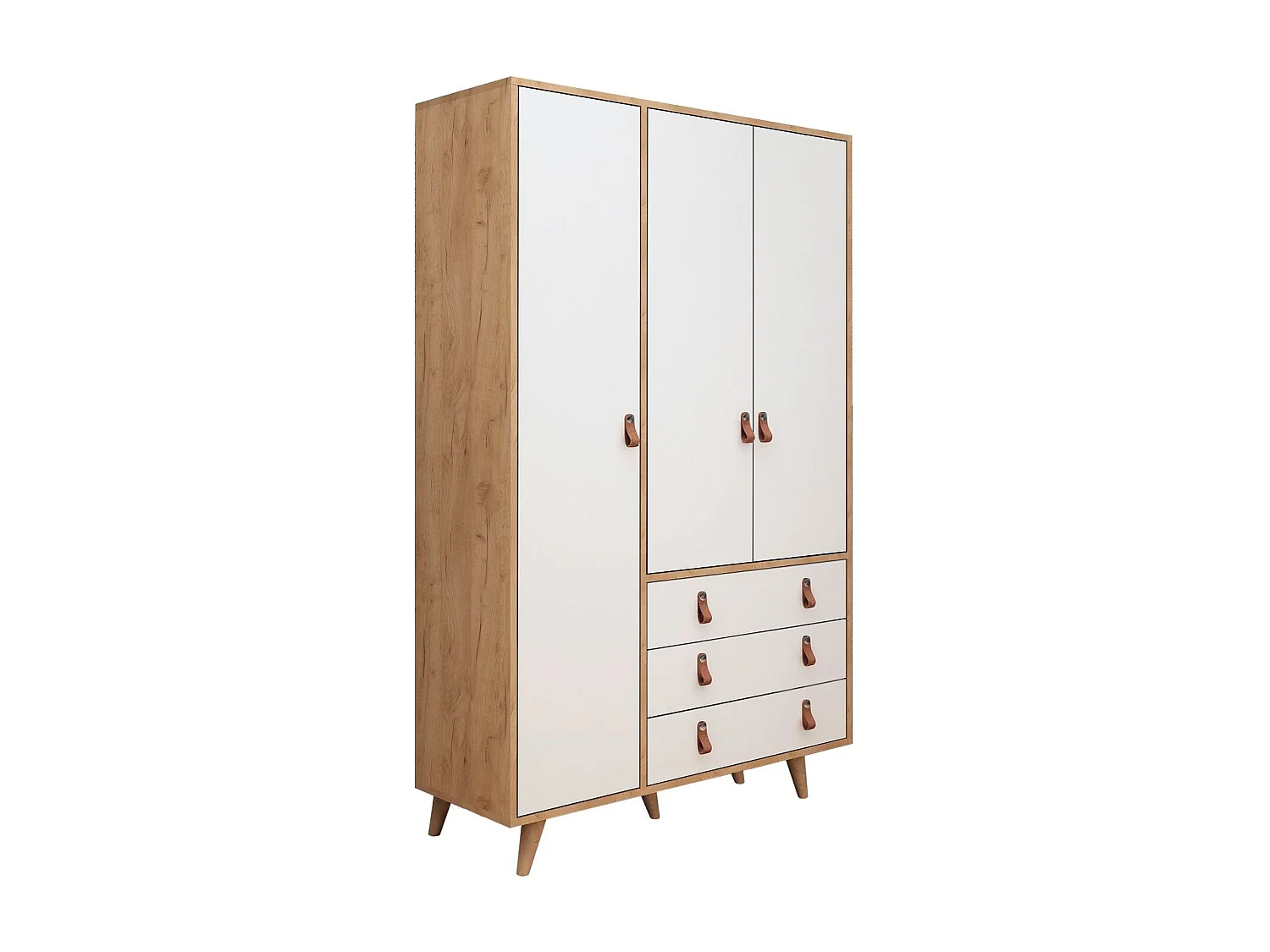 Armoire penderie Firmo 120x187cm Bois Chêne clair et Blanc