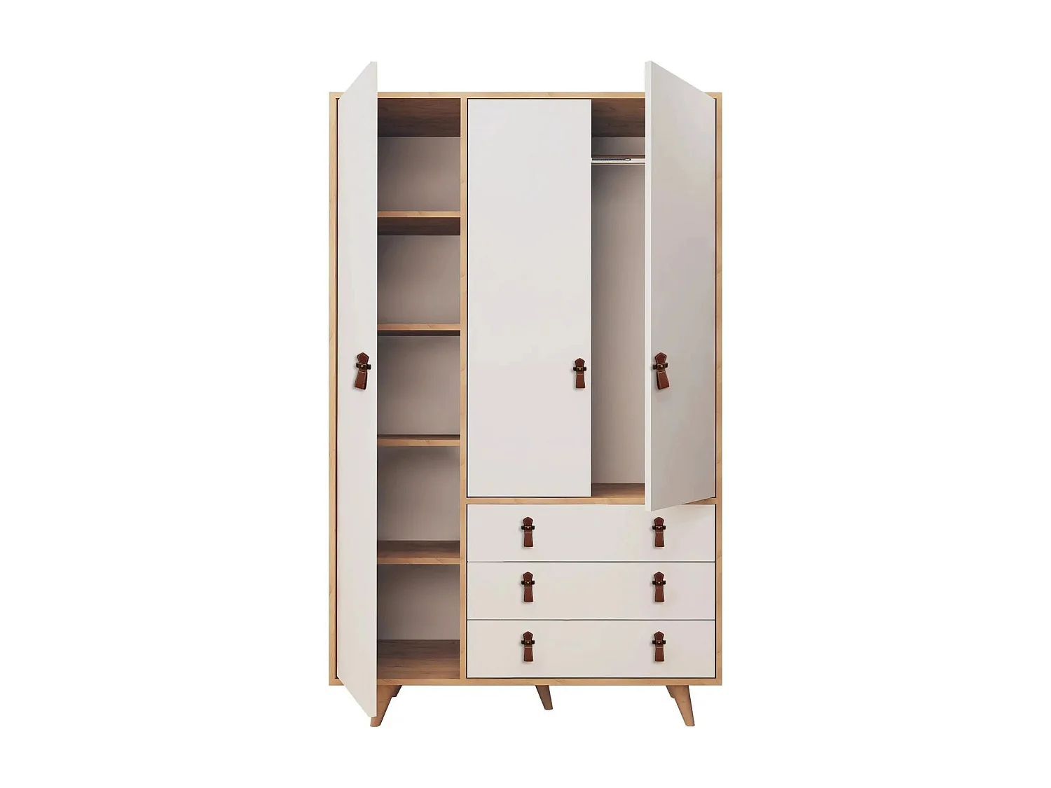 Armoire penderie Firmo 120x187cm Bois Chêne clair et Blanc