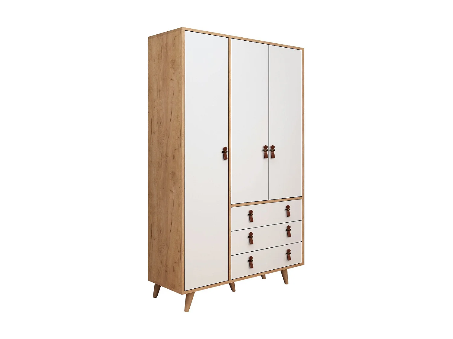 Armoire penderie Firmo 120x187cm Bois Chêne clair et Blanc