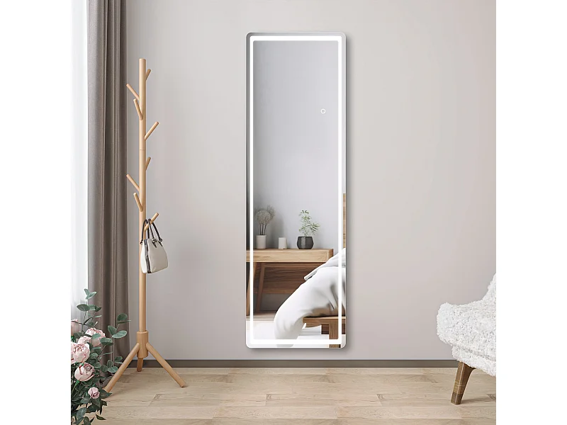 AICA Miroir sur Pied 160x40cm LED + 3 Couleurs + Dimmable + Mémoire, Environnemental, À suspendre ou À poser de Miroir corporel complet