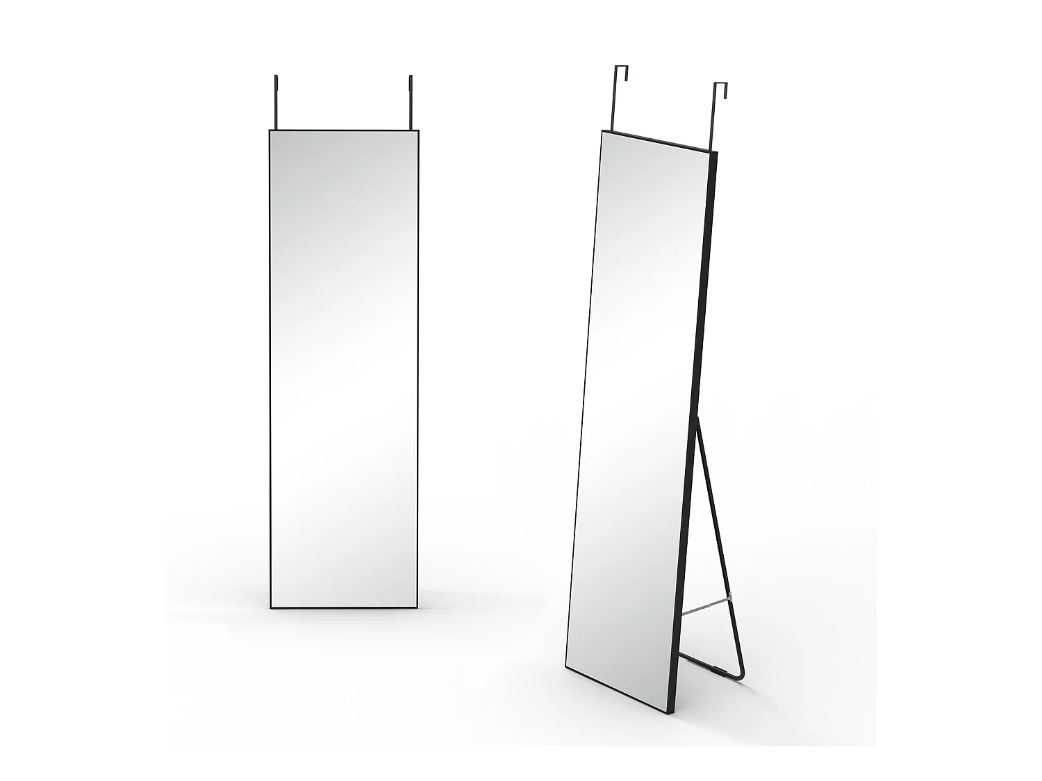 AICA Miroir sur Pied 160x50cm  Miroir Pleine Longueur, À suspendre ou À poser , Miroir au Mercure, Avec cadre noir
