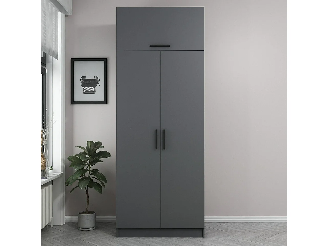 Armoire 3 portes Sanura L90xH235cm Anthracite