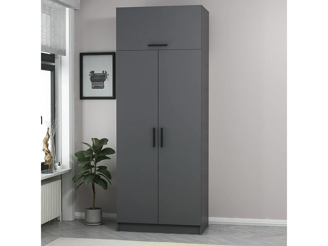 Armoire 3 portes Sanura L90xH235cm Anthracite