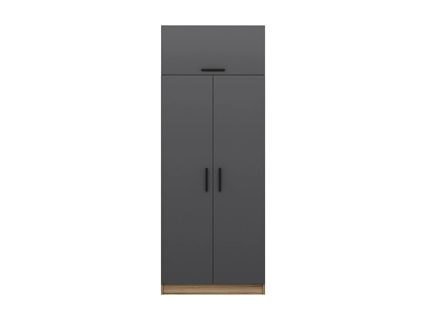Armoire 3 portes Sanura L90xH235cm Bois foncé et Anthracite
