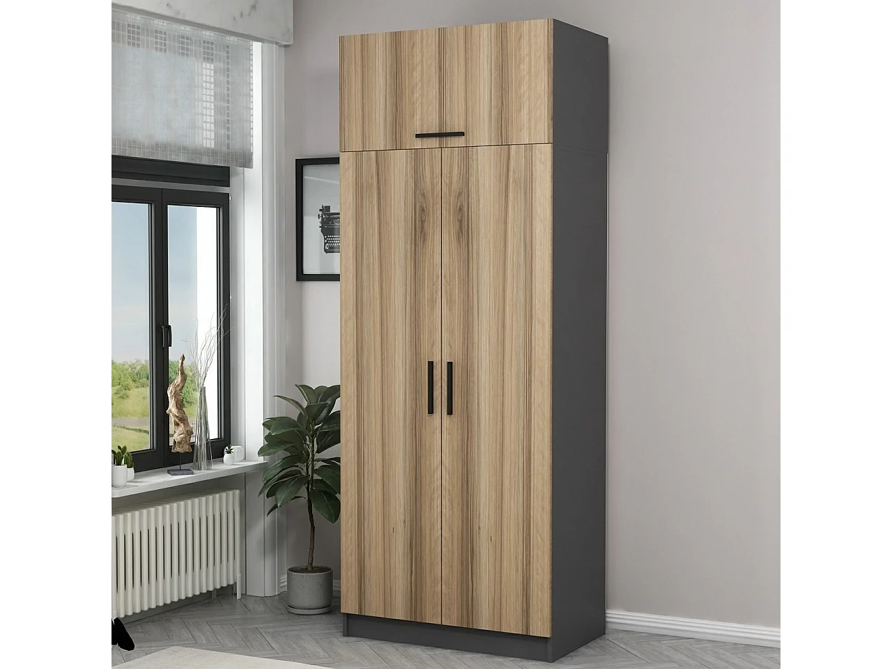 Armario Kale-2231 color roble 90x235x52 cm