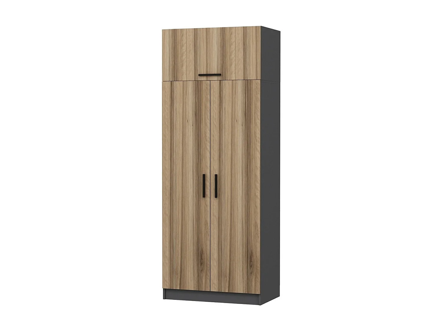 Armoire 3 portes Sanura L90xH235cm Anthracite et Chêne clair