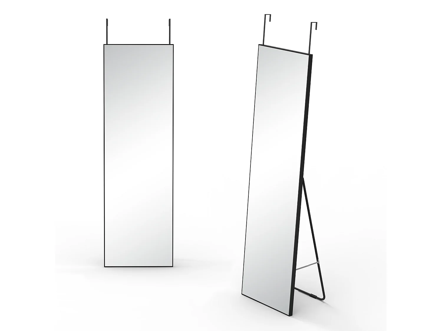 AICA Miroir sur Pied 160x40cm  Miroir Pleine Longueur, À suspendre ou À poser , Miroir au Mercure, Avec cadre noir